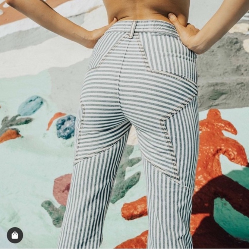 REVICE Blue & White Striped High-Waist Flare Jeans - Picture 12 of 12